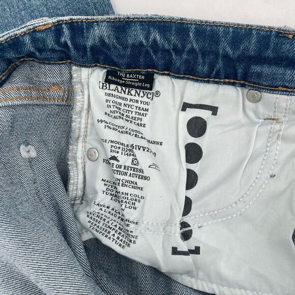 BLANK NYC Jeans Size 29 The Baxter Denim NWT Ribcage Straight Leg Distressed - Picture 6 of 16